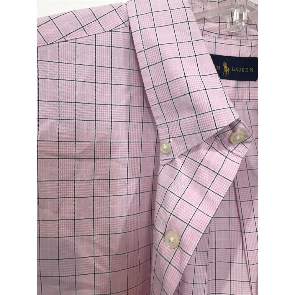 Polo Ralph Lauren Men's XL Long Sleeve Button Down Shirt Pink Plaid Cotton